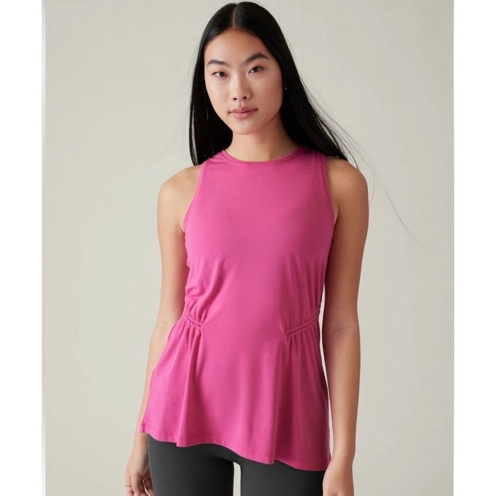 Athleta Womens Lightweight Air Out Cinch UPF 25+ Tank Top Pink Size Small NWT